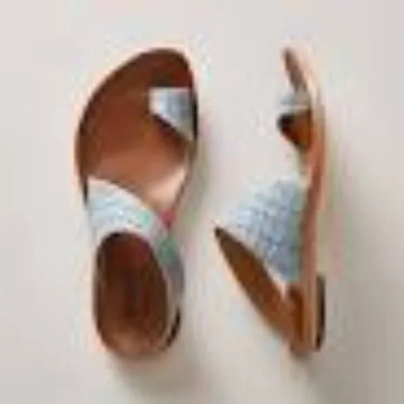 NWB CYDWOQ Cydney Mandel Hillary Blue Flats Sandals 41 - Picture 2 of 5